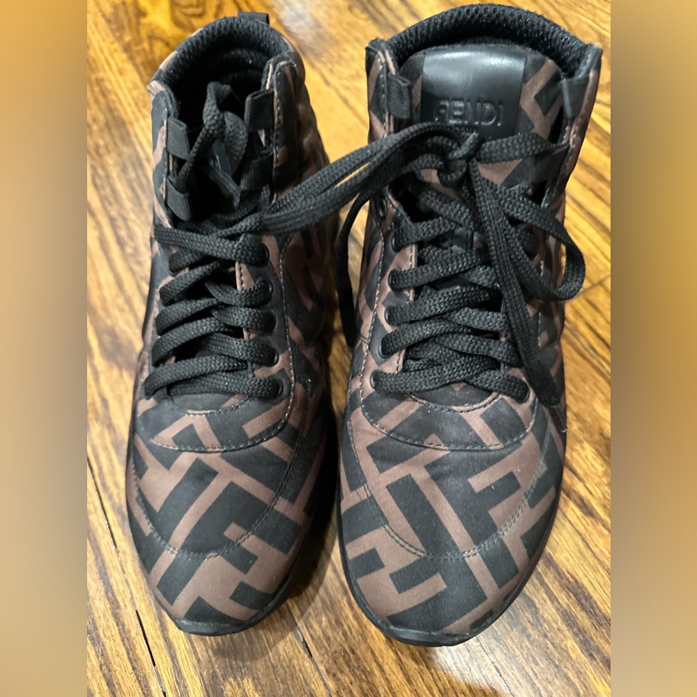 Fendi Black and Brown Logo Sneakers